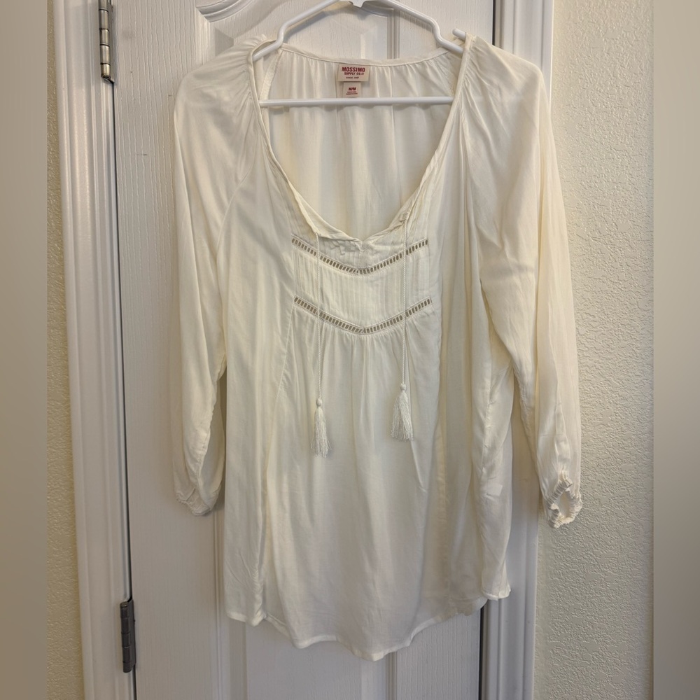 Women's Cream Top with Tassel Details